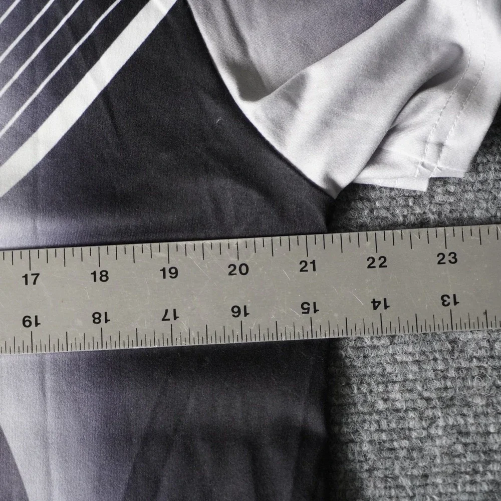 Abstract Black White Tunic Top, Short Sleeve, Women's Large Asymmetrical‎ - Picture 5 of 6